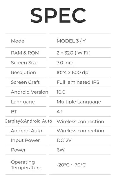 Tesla Model 3/Y 2019 - 2024 Underholdnings kontrol display